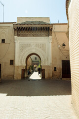 Moorish arch entrance to the city of Marrakech in Morocco