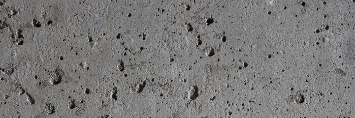 Texture of old concrete wall. Rough grey concrete surface. Wide panoramic background for design.