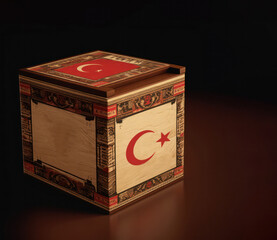 a box with a Turkish flag painted on it. a box with ballots. elections and the will of the people. Generative AI