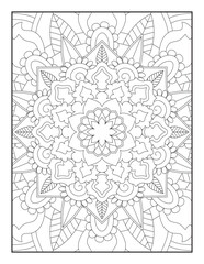 Mandala coloring page KDP interior. Mandala Coloring Book For Adult. Mandala Coloring Pages. Mandala Coloring Book. Seamless vector pattern. Black and white linear drawing. coloring page for children