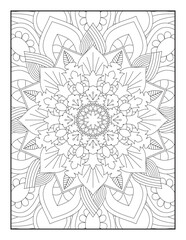 Mandala coloring page KDP interior. Mandala Coloring Book For Adult. Mandala Coloring Pages. Mandala Coloring Book. Seamless vector pattern. Black and white linear drawing. coloring page for children