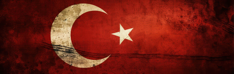 turkish flag banner on wooden background. Generative AI