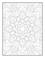 Mandala coloring page KDP interior. Mandala Coloring Book For Adult. Mandala Coloring Pages. Mandala Coloring Book. Seamless vector pattern. Black and white linear drawing. coloring page for children