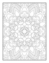Mandala coloring page KDP interior. Mandala Coloring Book For Adult. Mandala Coloring Pages. Mandala Coloring Book. Seamless vector pattern. Black and white linear drawing. coloring page for children