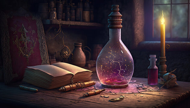 illustrations about potions bottle.