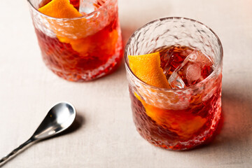 Negroni Cocktail classic Italian aperitif gin, bitter and sweet vermouth