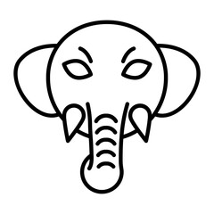 Elephant Thin Line Icon