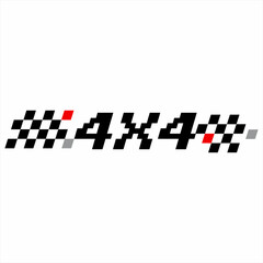 Design " 4 X 4 " for championship racing. Abstract auto racing logo with black white and red flag.