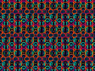 Seamless pattern background of striking and impressive new-retro circles. Trendy wrapping paper modern and contemporary style. Ai generated.