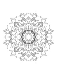 Coloring book page.Decorative ornament in ethnic oriental style. Outline doodle hand draw vector illustration.Mandala.Flower Mandala. Vintage decorative elements.vector illustration