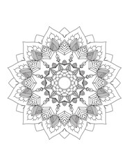 Coloring book page.Decorative ornament in ethnic oriental style. Outline doodle hand draw vector illustration.Mandala.Flower Mandala. Vintage decorative elements.vector illustration
