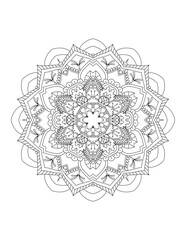 Coloring book page.Decorative ornament in ethnic oriental style. Outline doodle hand draw vector illustration.Mandala.Flower Mandala. Vintage decorative elements.vector illustration