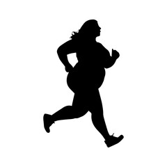 Fototapeta na wymiar Vector illustration. Fat woman silhouette. Body positive. Fat girl goes in for sports.