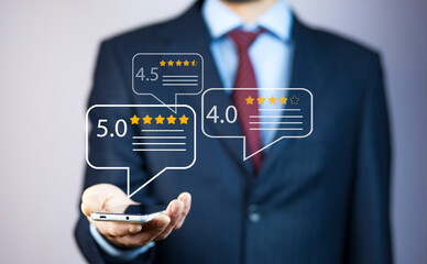 User give rating to service excellent experience on mobile phone application