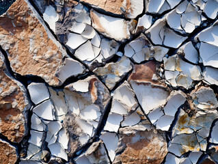 Cracked rock texture. Macro closeup. Stone background. AI.