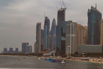 Dubai, UAE- 25042023: Modern city, Dubai city, people walks