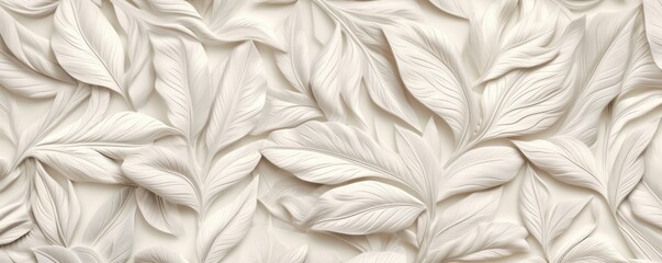 Fototapeta an Abstract Horizontal background, various leaves, carved engraved ivory. Liquid flow texture. Fluid art Abtract-themed, photorealistic illustrations in JPG. generative ai obraz