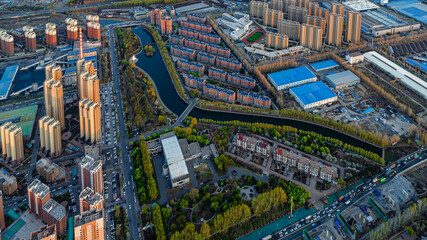 The urban landscape of China's Changchun Economic and Technological Development Zone under construction
