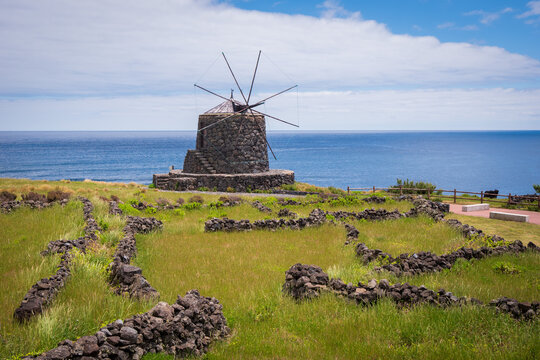 Corvo Island, Azores - Ancient stone mill by the coast