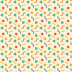Retro Doodle Pattern With Colorful Squiggles. Vector Background Illustration