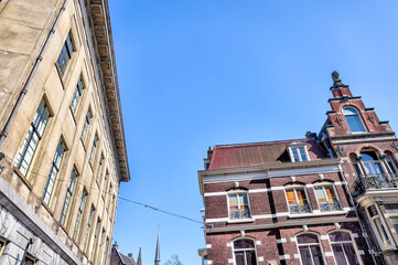 Utrecht, Netherlands - April 2, 2023: Classic architecture of the buildings in old town Utrecht
