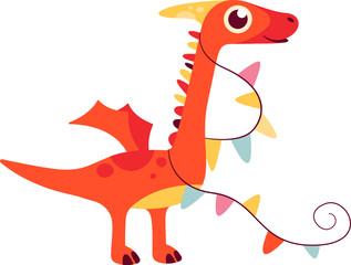 Birthday Dinosaur With Flags Ribbon