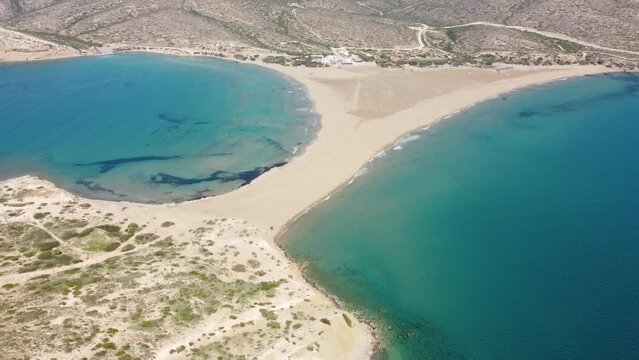 Aerial view of Prasonisi beach of the greek island of Rhodes