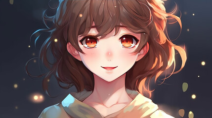 Fototapeta premium Cute anime posing with a smile