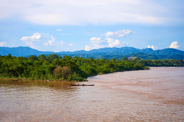 Fototapeta na wymiar Muddy Mekong River in the Golden Triangle
