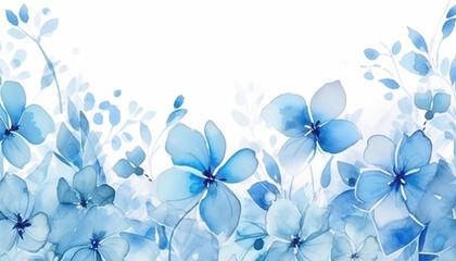 Fototapeta na wymiar blue floral watercolor background