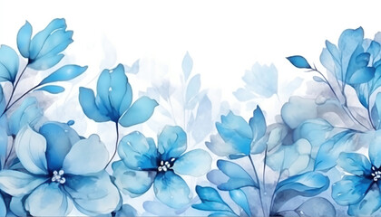 Fototapeta na wymiar blue floral watercolor background