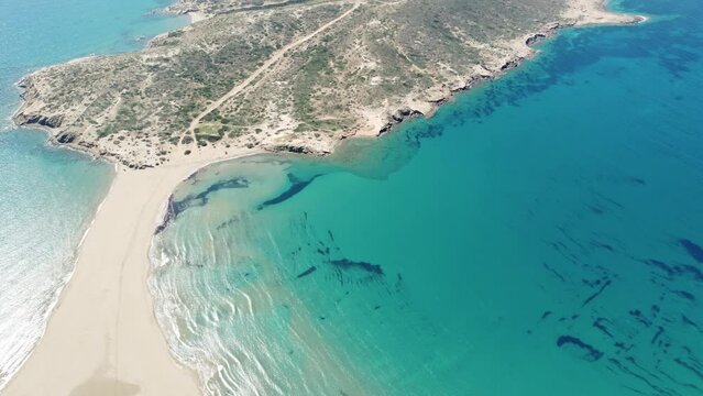 Aerial view of the sandy beach of Prasonisi