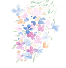 Abstract Blue Flower Watercolor for Wedding and Post Card