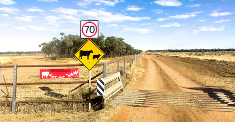 Road signs in the remoter outback of Queensland, Australia.