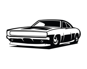 dodge challenger 1968 silhouette. isolated white background view from front. premium simple silhouette vector design. Best for logo, badge, emblem, icon, sticker design. - obrazy, fototapety, plakaty