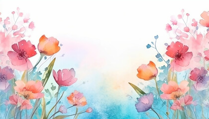 summer floral watercolor background