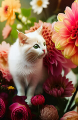 Extremely cute cat with flowers