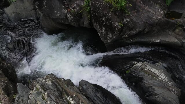Falls and pool below La Mina Falls in the El Yunque rain forest in the Caribbean National Forest, Puerto Rico
