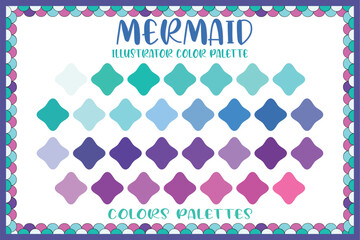 Mermaid Color Palette, Colors Palettes, Mermaid Fantasy Color Coloring Pages