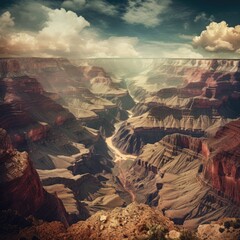 a Grand Canyon square format, with bold colors infused. nature design texture. picturesque art Landscaped-themed, photorealistic illustrations in JPG. Generative AI