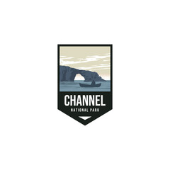 channel islands national park kayak tours, california landmark logo icon vector illustration design