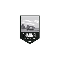 channel islands national park california landmark with dolphins logo icon vector illustration design