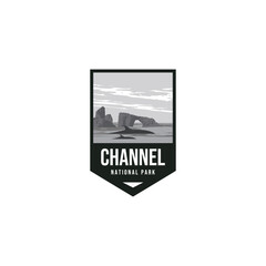 Fototapeta premium channel islands national park california landmark with dolphins logo icon vector illustration design
