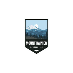 Mount Rainier National Park emblem patch logo sticker vector illustration