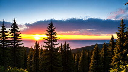 Northern landscape with trees and fjords image