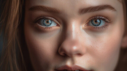 Fototapeta premium 女性の目のアップ（眼球・まぶた・二重・まつ毛・アイメイク） 