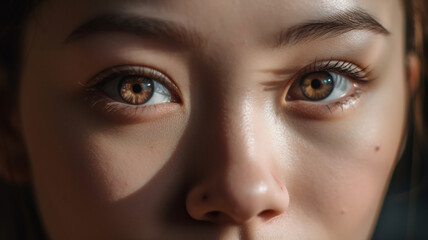 Fototapeta premium 女性の目のアップ（眼球・まぶた・二重・まつ毛・アイメイク）