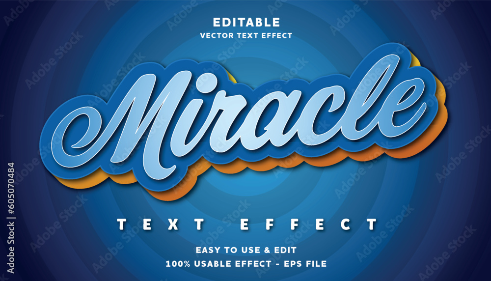 Poster miracle editable text effect with modern and simple style, usable for logo or campaign title