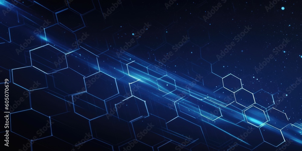 Aufkleber blue hexagon technology abstract background. generative ai aig21.