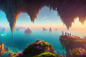 Fantasy sci-fi dreamland illustration